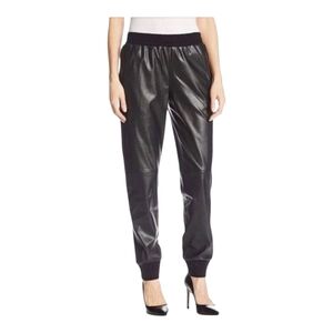 BCBGMaxAzria Black Faux Leather Joggers